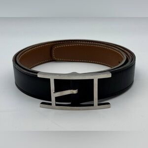 Hermès Hermes Quentin Reversible Belt 90 in Black Togo Leather